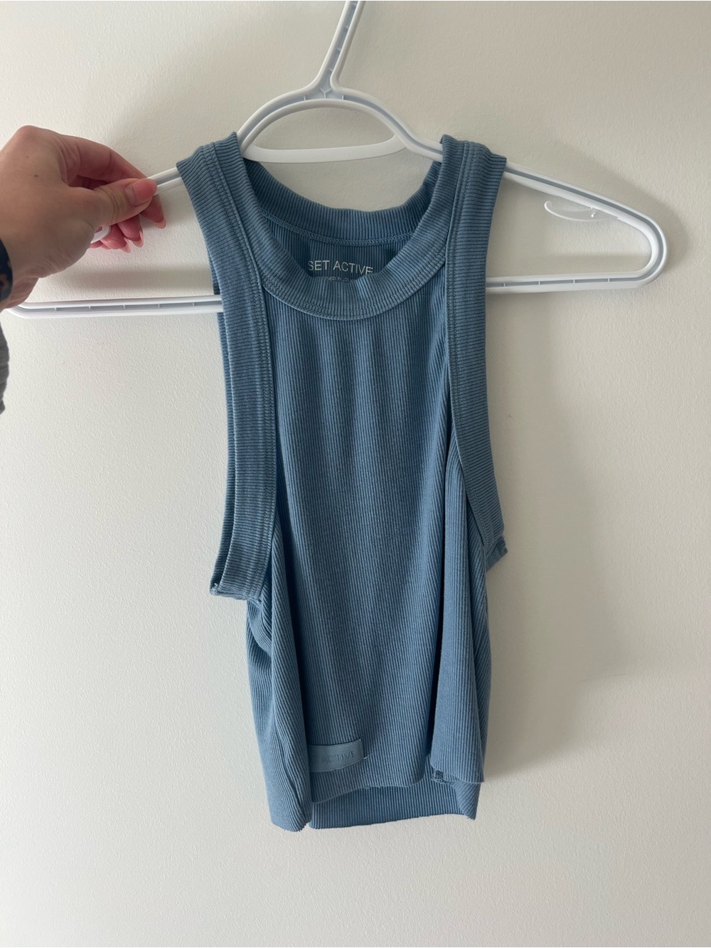 SET Active Dusty Blue Ribbed Racerback Tank